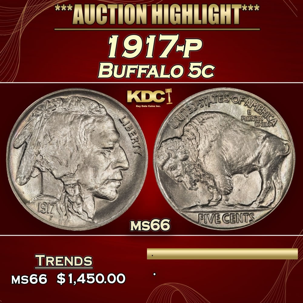 1917-p Buffalo Nickel 5c ms66 SEGS (1 of 3)