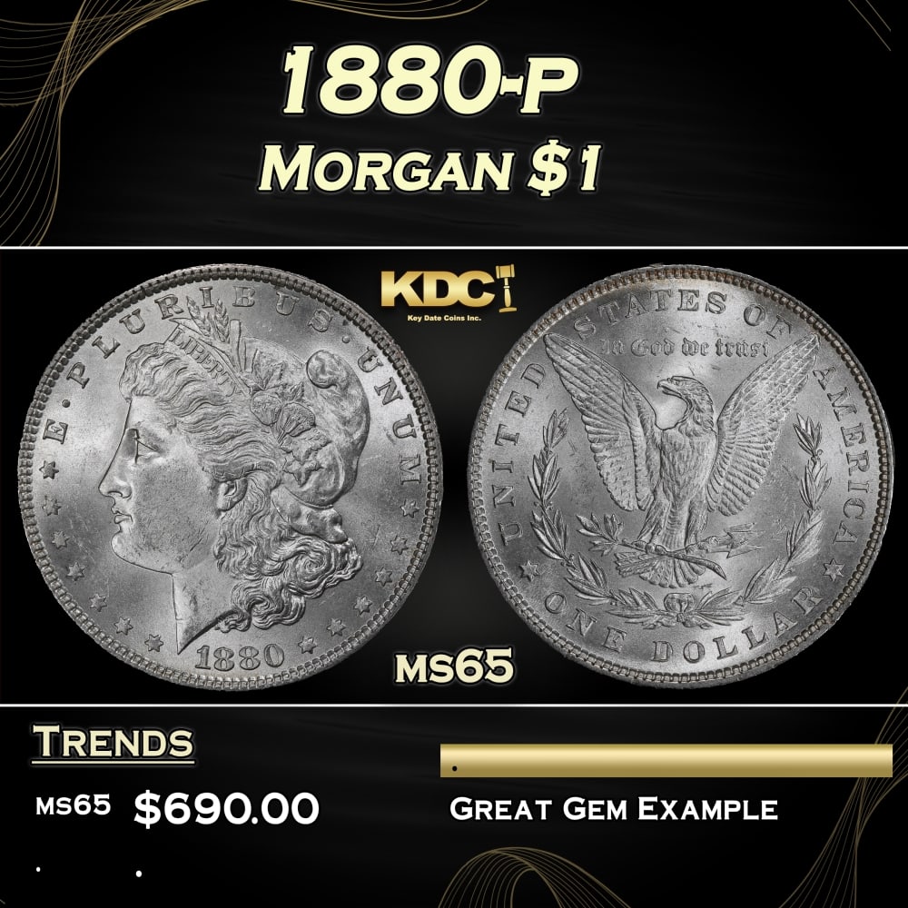 1880-p Morgan Dollar $1 Grades ms65 (1 of 3)