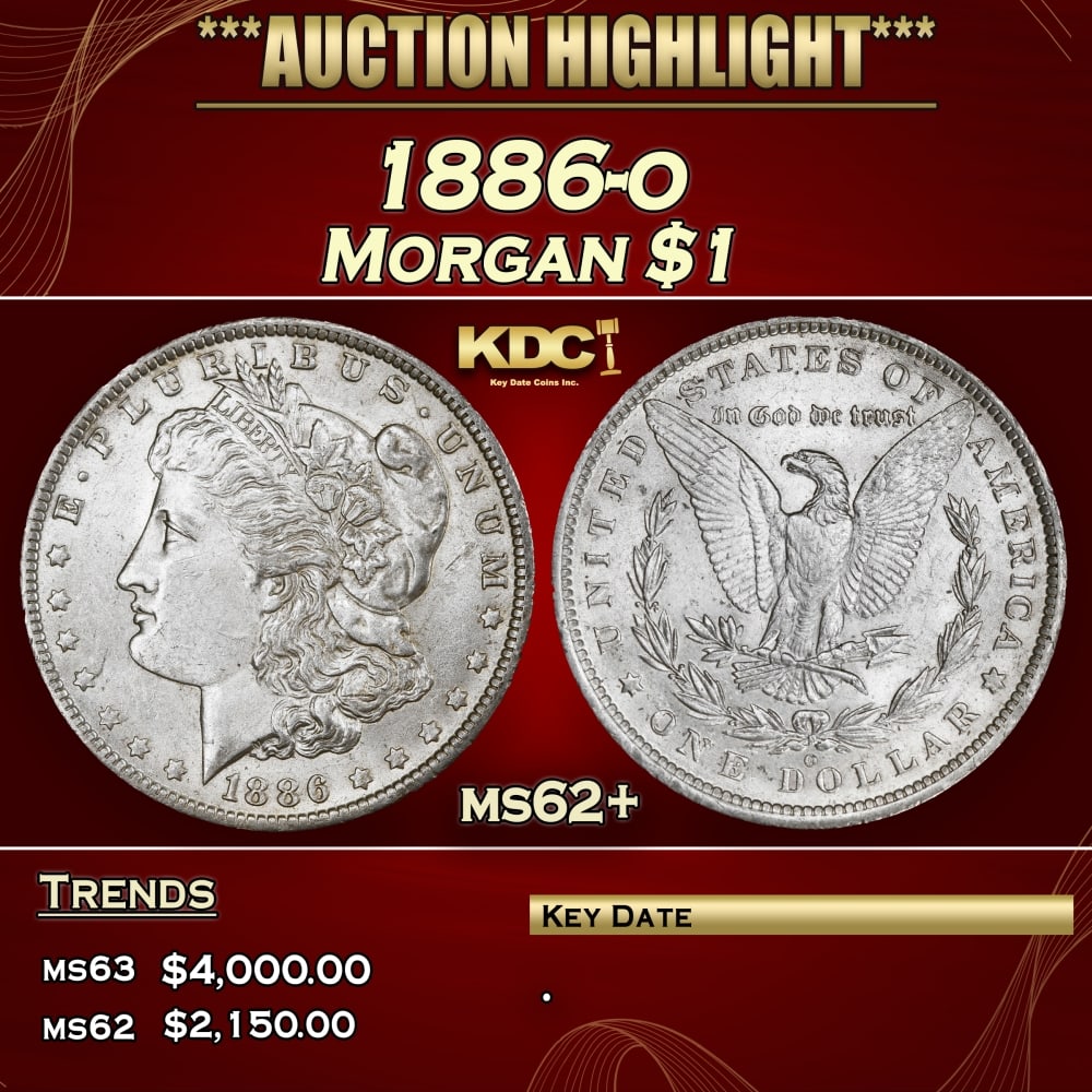 1886-o Morgan Dollar $1 ms62+ USCG (1 of 3)
