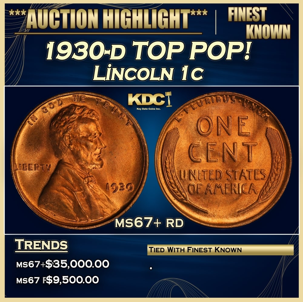 1930-d Lincoln Cent TOP POP! 1c ms67+ rd SEGS: 1930-d TOP POP! Lincoln Cent 1c ms67+ rd SEGS. 0