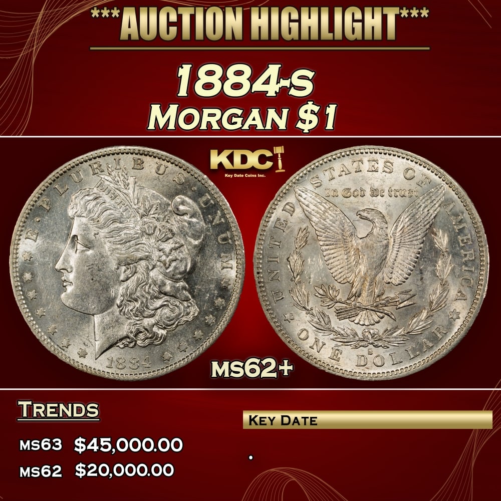 1884-s Morgan Dollar $1 ms62+ USCG: 1884-s Morgan Dollar $1 ms62+ USCG. 0