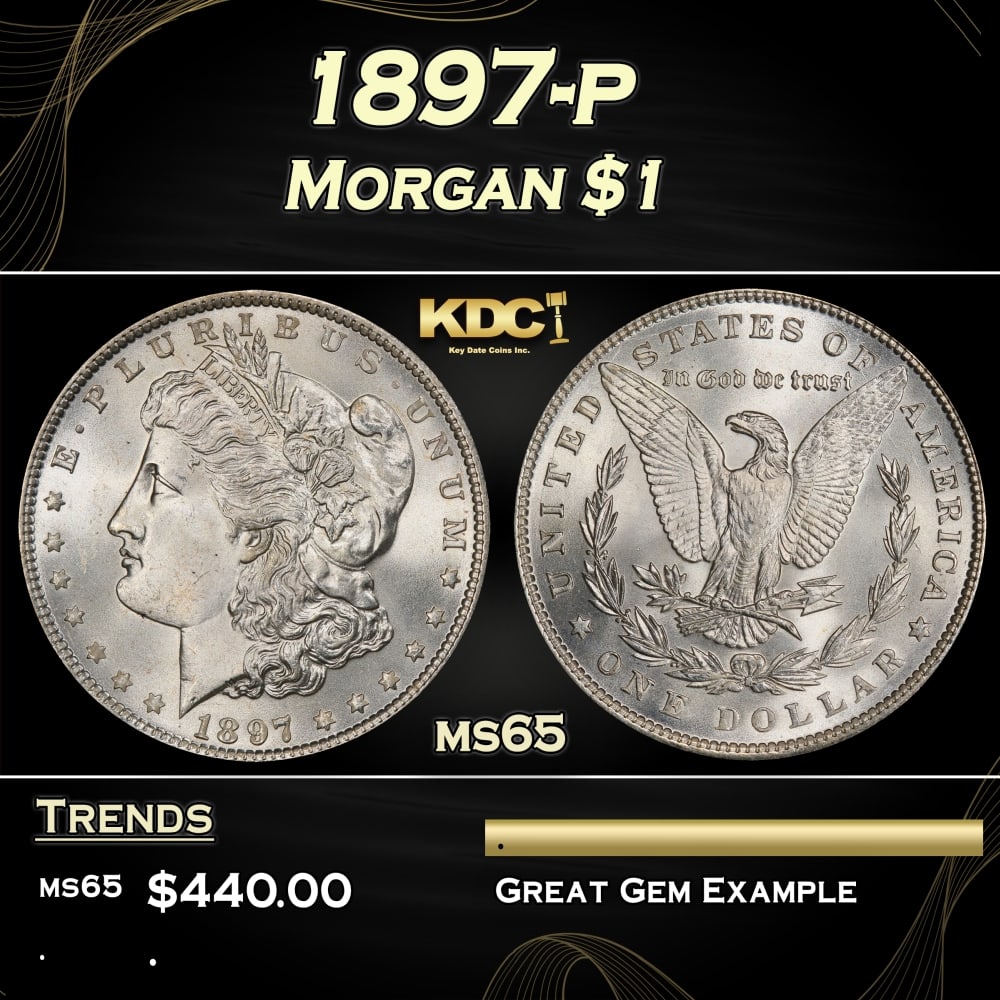 1897-p Morgan Dollar $1 Grades ms65 (1 of 3)