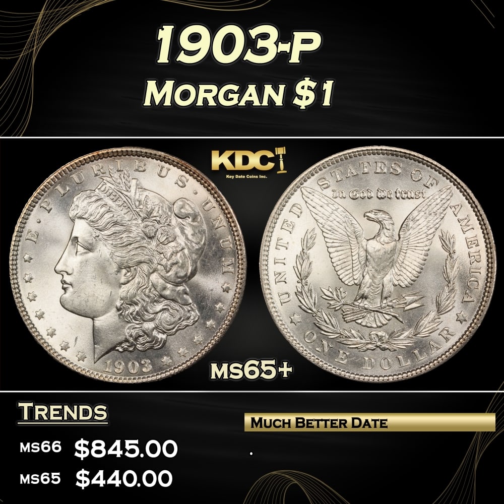 1903-p Morgan Dollar $1 Grades ms65+ (1 of 3)