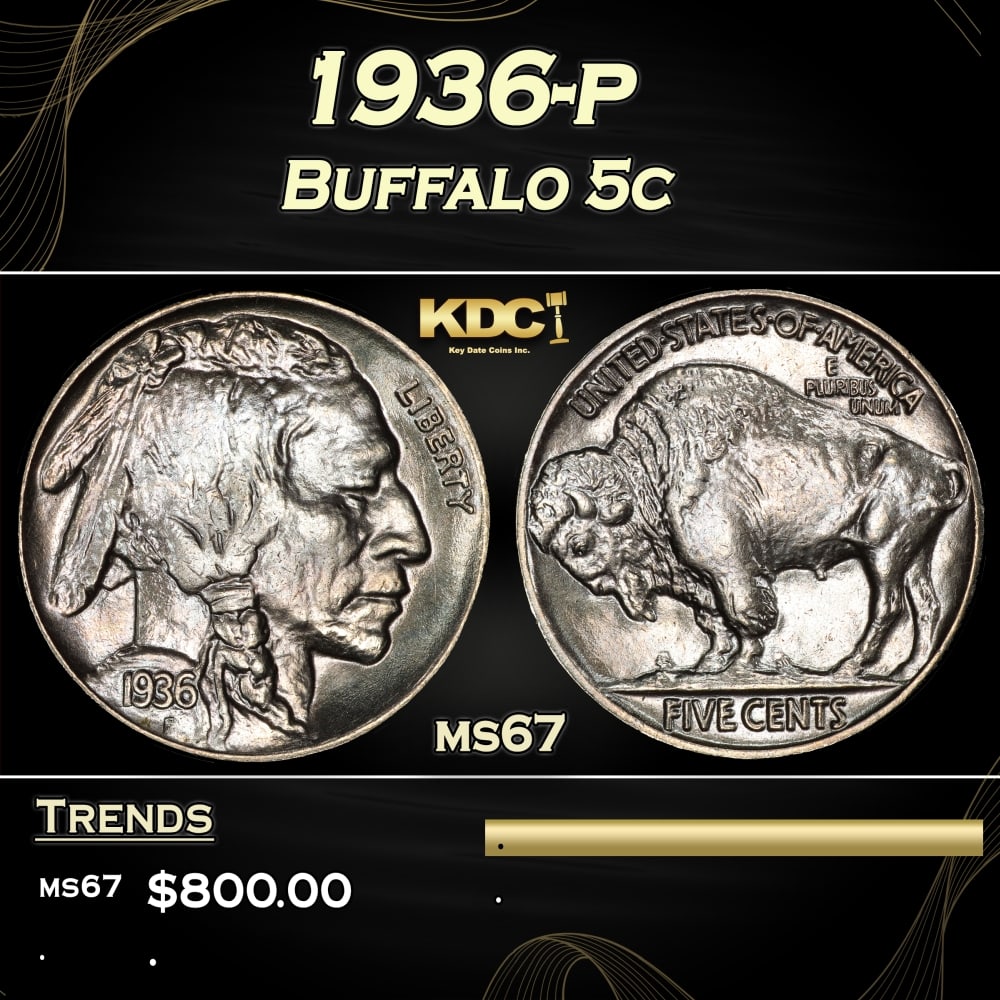 1936-p Buffalo Nickel 5c ms67 SEGS (1 of 3)