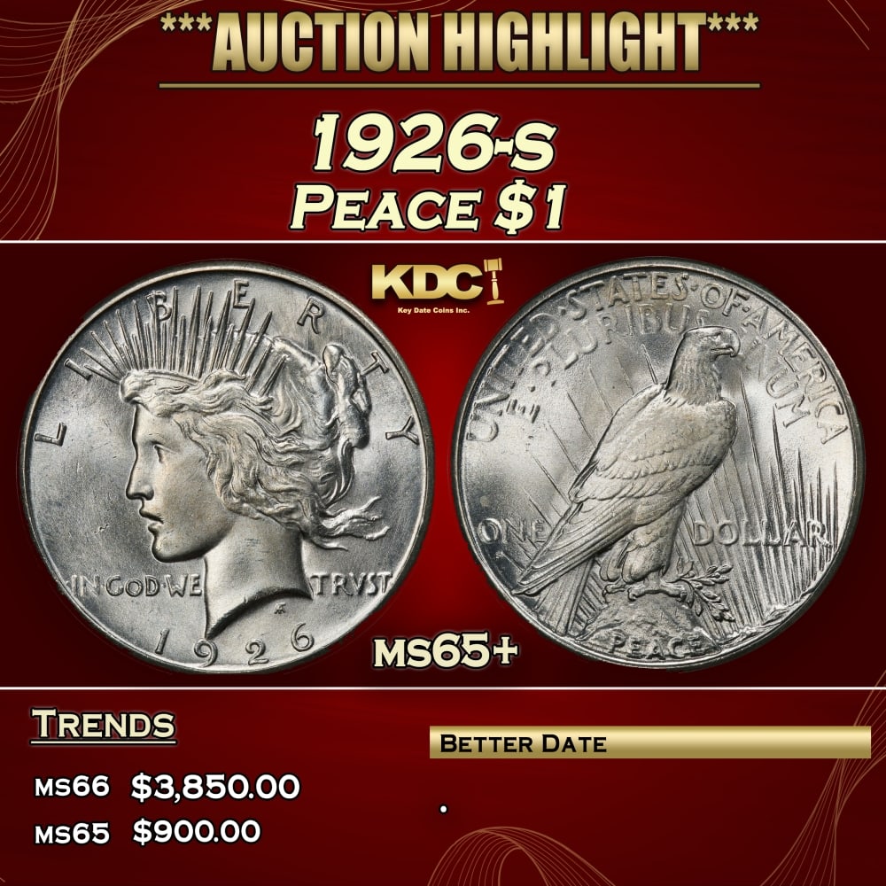 1926-s Peace Dollar $1 ms65+ SEGS (1 of 3)