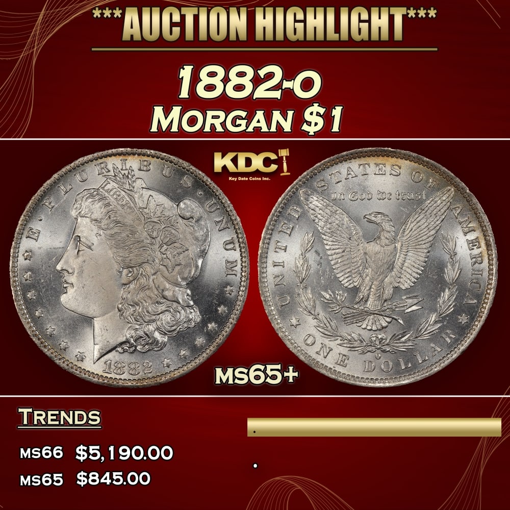 1882-o Morgan Dollar $1 ms65+ SEGS: 1882-o Morgan Dollar $1 ms65+ SEGS. 0