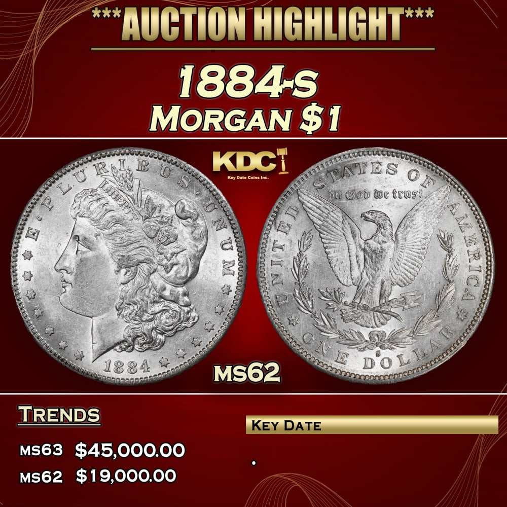 1884-s Morgan Dollar $1 ms62 USCG: 1884-s Morgan Dollar $1 ms62 USCG. 0