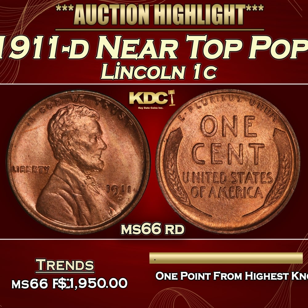 1911-d Lincoln Cent Near Top Pop! 1c ms66 rd SEGS (1 of 4)