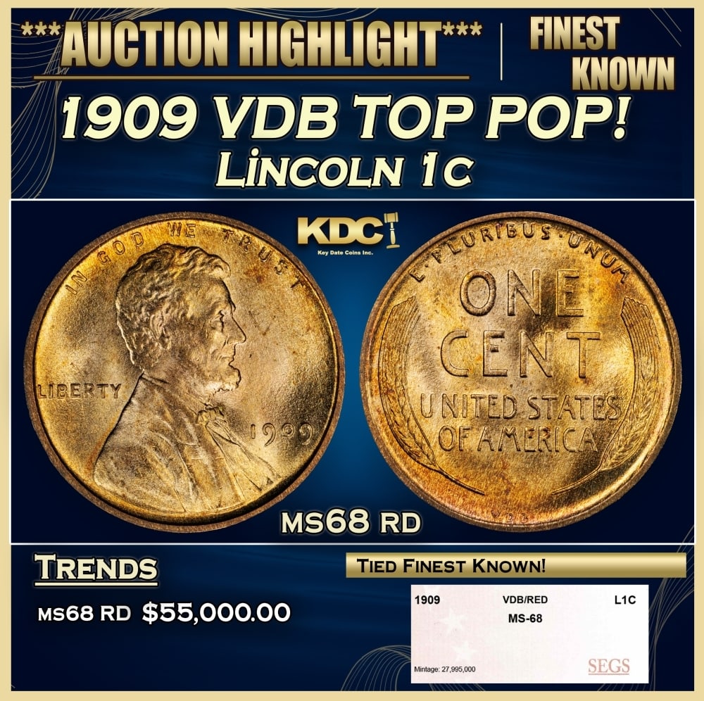 1909 VDB Lincoln Cent TOP POP! 1c ms68 rd SEGS (1 of 4)