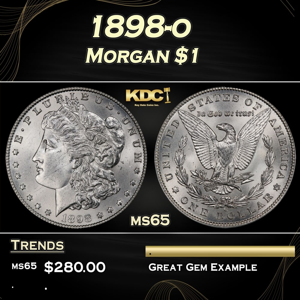 1898-o Morgan Dollar $1 Grades ms65: 1898-o Morgan Dollar $1 Grades ms65. 0