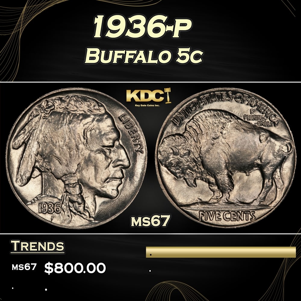 1936-p Buffalo Nickel 5c ms67 SEGS (1 of 3)