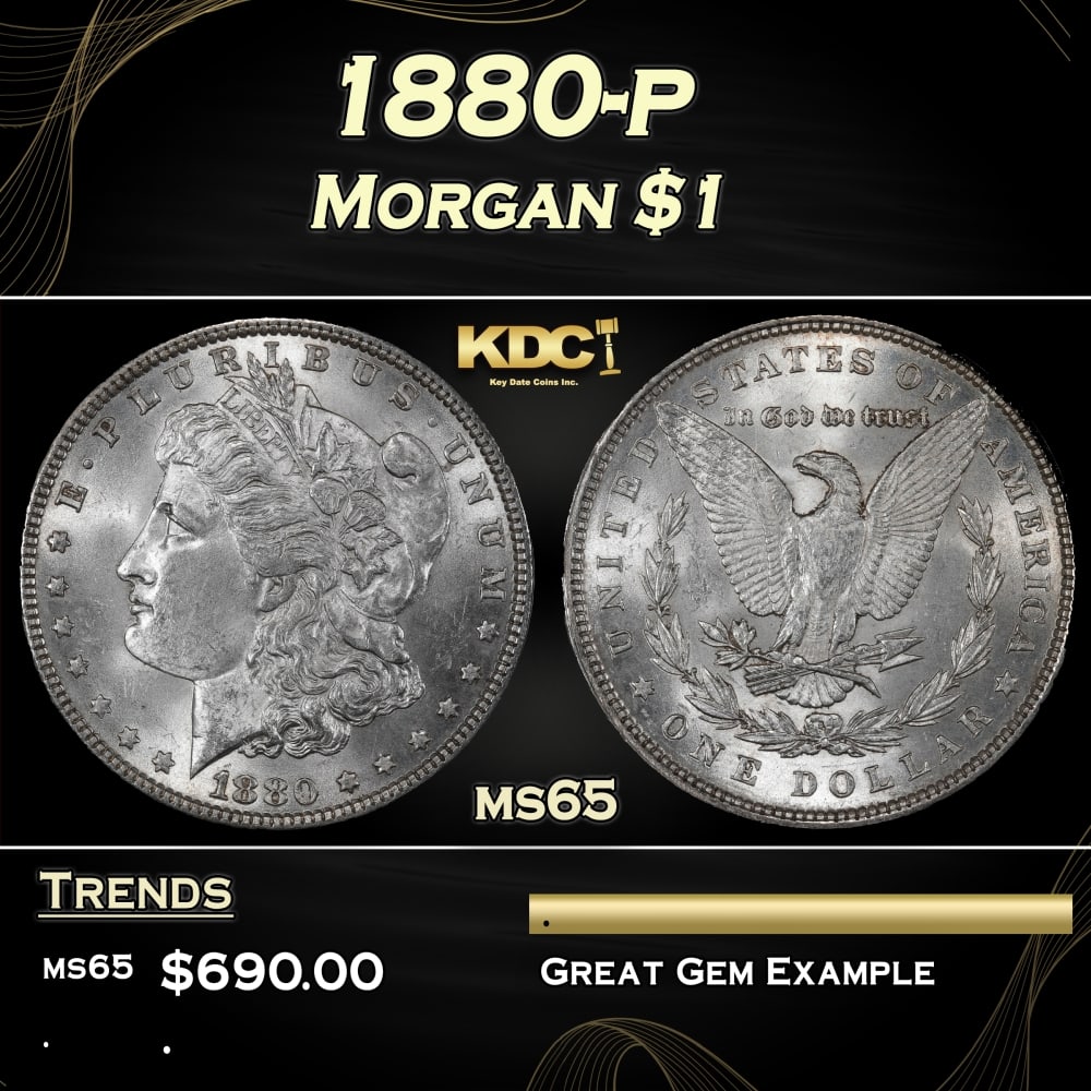 1880-p Morgan Dollar $1 Grades ms65 (1 of 3)