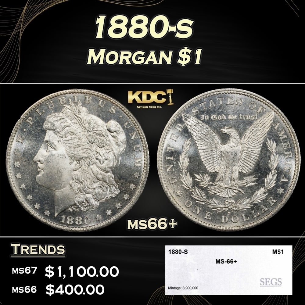 1880-s Morgan Dollar $1 ms66+ SEGS: 1880-s Morgan Dollar $1 ms66+ SEGS. 0