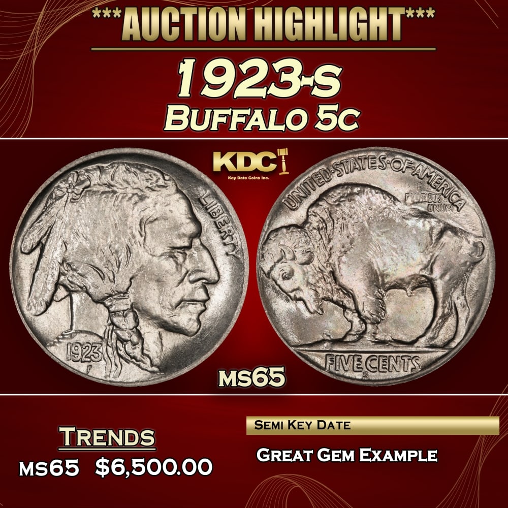 1923-s Buffalo Nickel 5c ms65 SEGS: 1923-s Buffalo Nickel 5c ms65 SEGS. 0