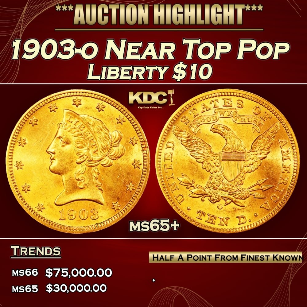 1903-o Gold Liberty Eagle Near Top Pop $10 ms65+ SEGS (1 of 3)