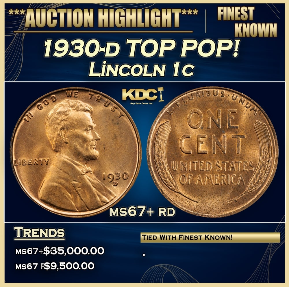 1930-d Lincoln Cent TOP POP! 1c ms67+ rd SEGS: 1930-d TOP POP! Lincoln Cent 1c ms67+ rd SEGS. 0