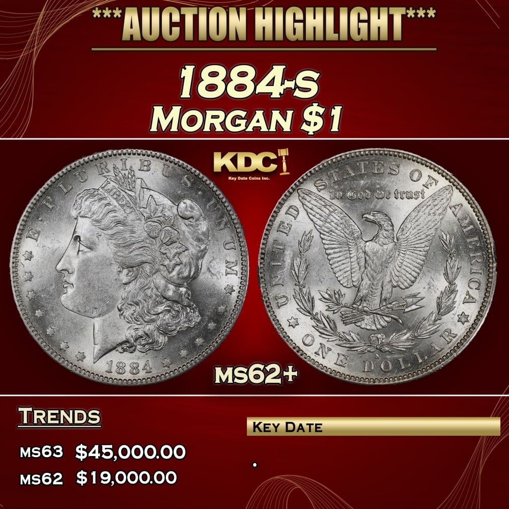 1884-s Morgan Dollar $1 ms62+ USCG: 1884-s Morgan Dollar $1 ms62+ USCG. 0