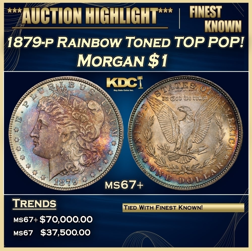 1879-p Morgan Dollar Rainbow Toned TOP POP! $1 ms67+ SEGS: 1879-p Rainbow Toned TOP POP! Morgan Dollar $1 ms67+ SEGS. 0