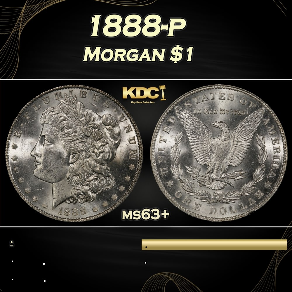 1888-p Morgan Dollar $1 Grades ms63+ (1 of 3)