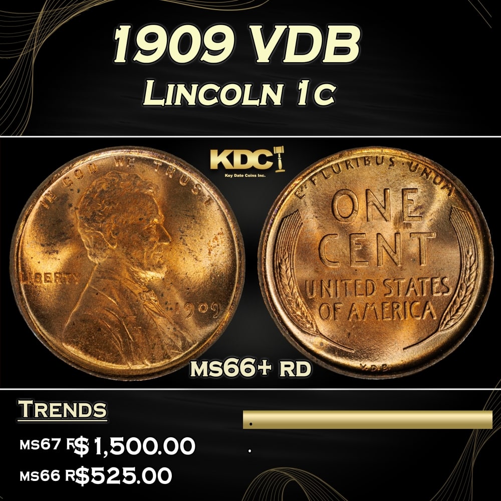 1909 VDB Lincoln Cent 1c ms66+ rd SEGS: 1909 VDB Lincoln Cent 1c ms66+ rd SEGS. Always sought after date. Always popular. 0