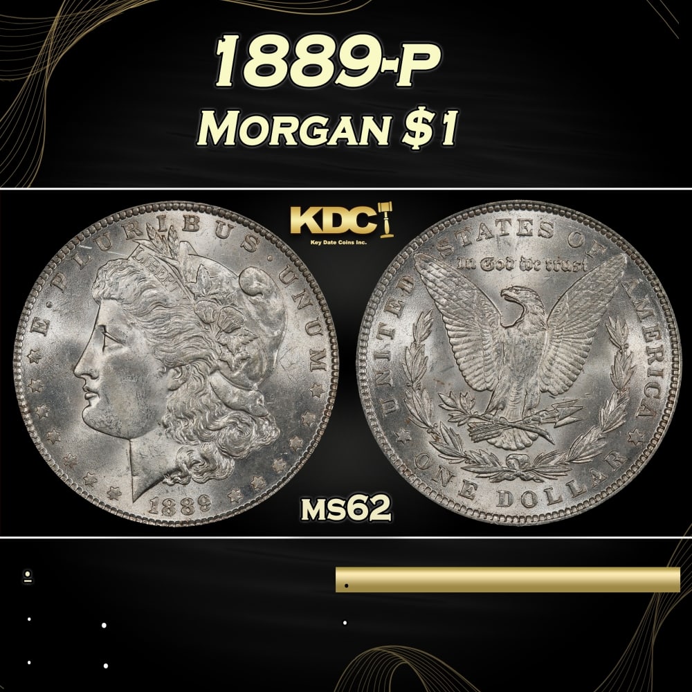 1889-p Morgan Dollar $1 Grades ms62 (1 of 3)