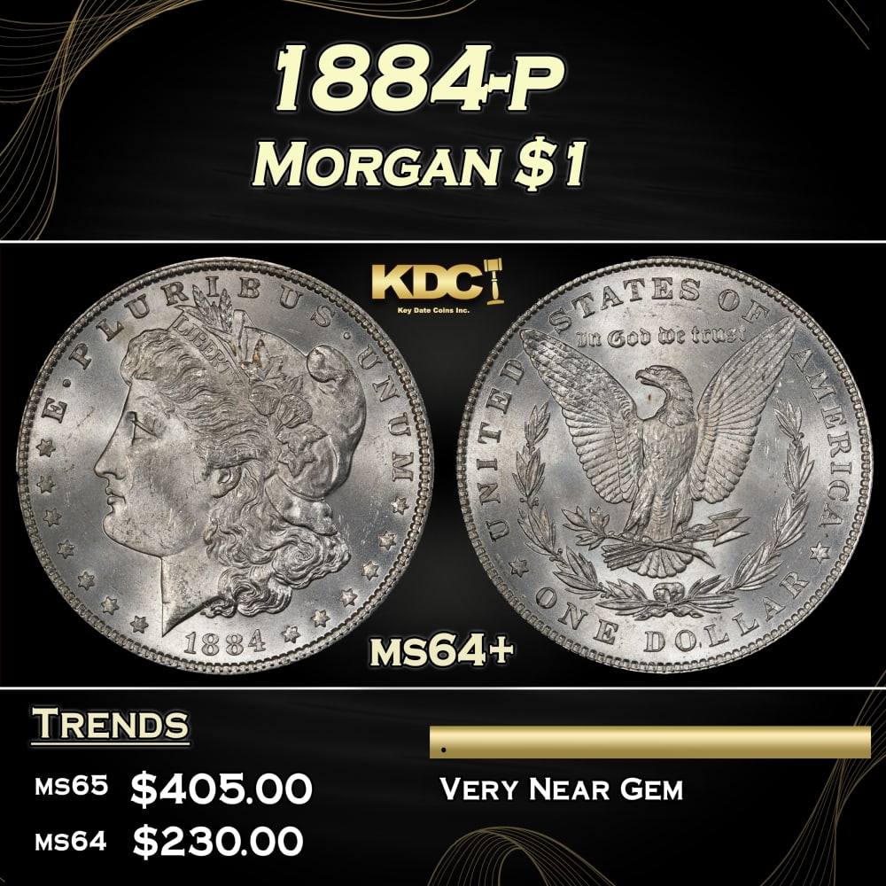 1884-p Morgan Dollar $1 Grades ms64+ (1 of 3)