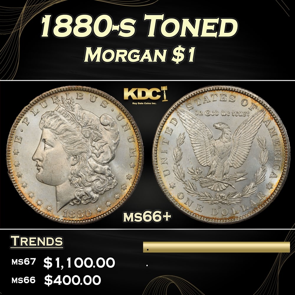 1880-s Morgan Dollar Toned $1 ms66+ SEGS: 1880-s Toned Morgan Dollar $1 ms66+ SEGS. 0