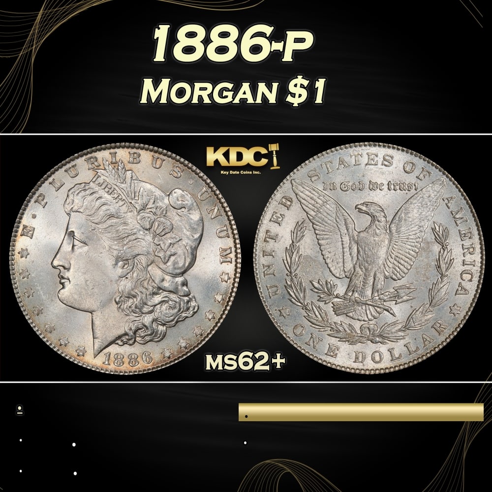 1886-p Morgan Dollar $1 Grades ms62+ (1 of 3)
