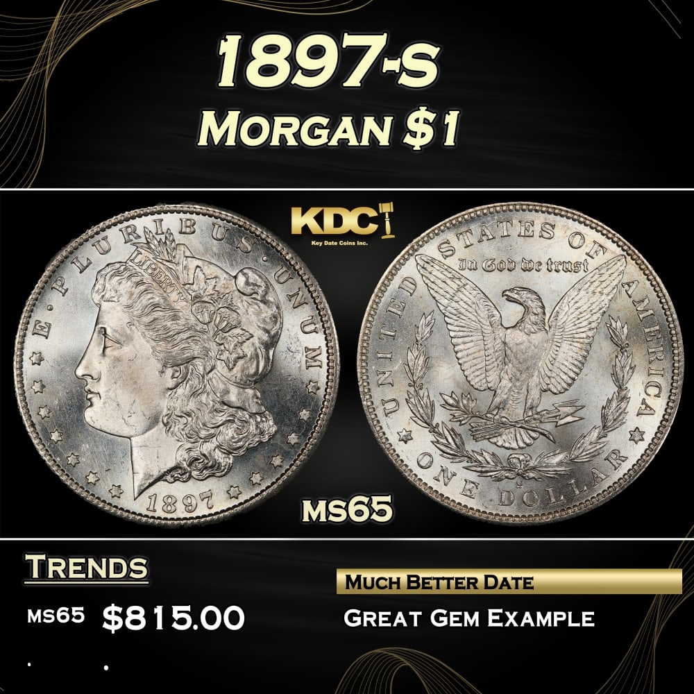 1897-s Morgan Dollar $1 Grades ms65: 1897-s Morgan Dollar $1 Grades ms65. 0