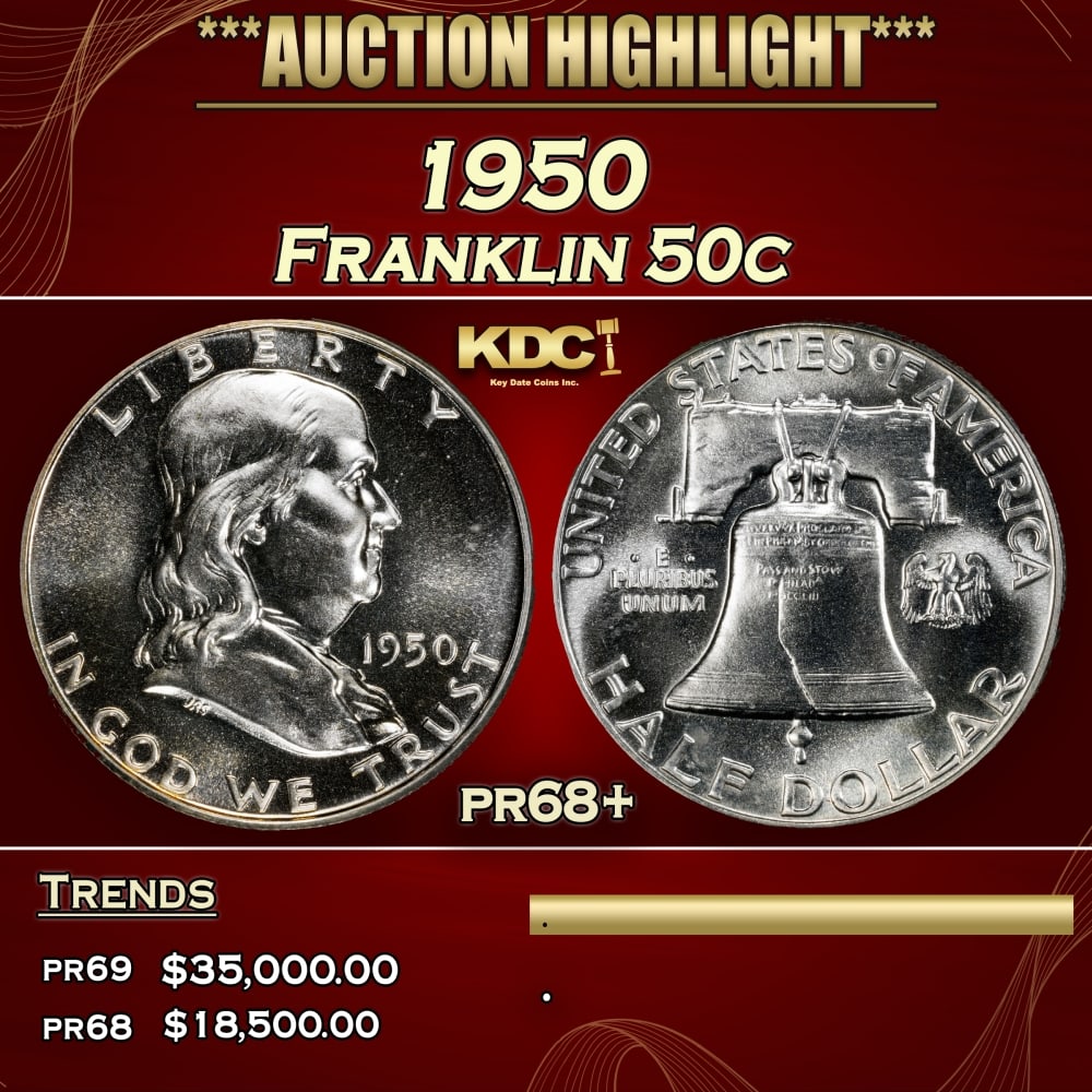 1950 Proof Franklin Half Dollar 50c pr68+ SEGS (1 of 3)