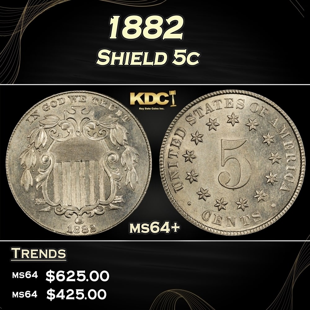 1882 Shield Nickel 5c Grades ms64+ (1 of 3)