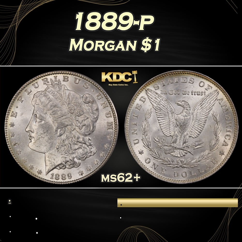 1889-p Morgan Dollar $1 Grades ms62+ (1 of 3)