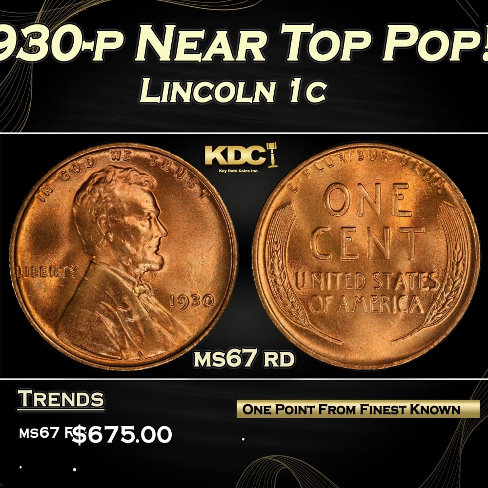 1930-p Lincoln Cent Near Top Pop! 1c ms67 rd SEGS: 1930-p Near Top Pop! Lincoln Cent 1c ms67 rd SEGS. 0