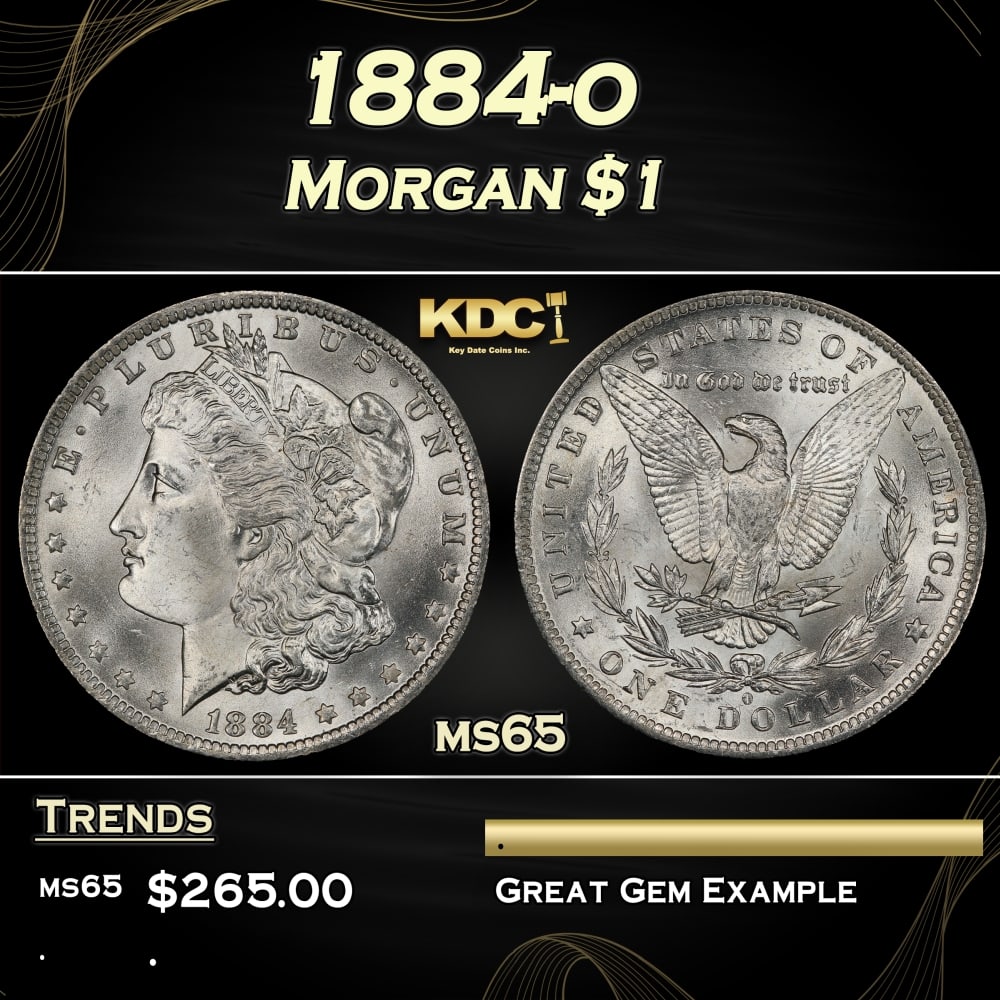 1884-o Morgan Dollar $1 Grades ms65: 1884-o Morgan Dollar $1 Grades ms65. 0