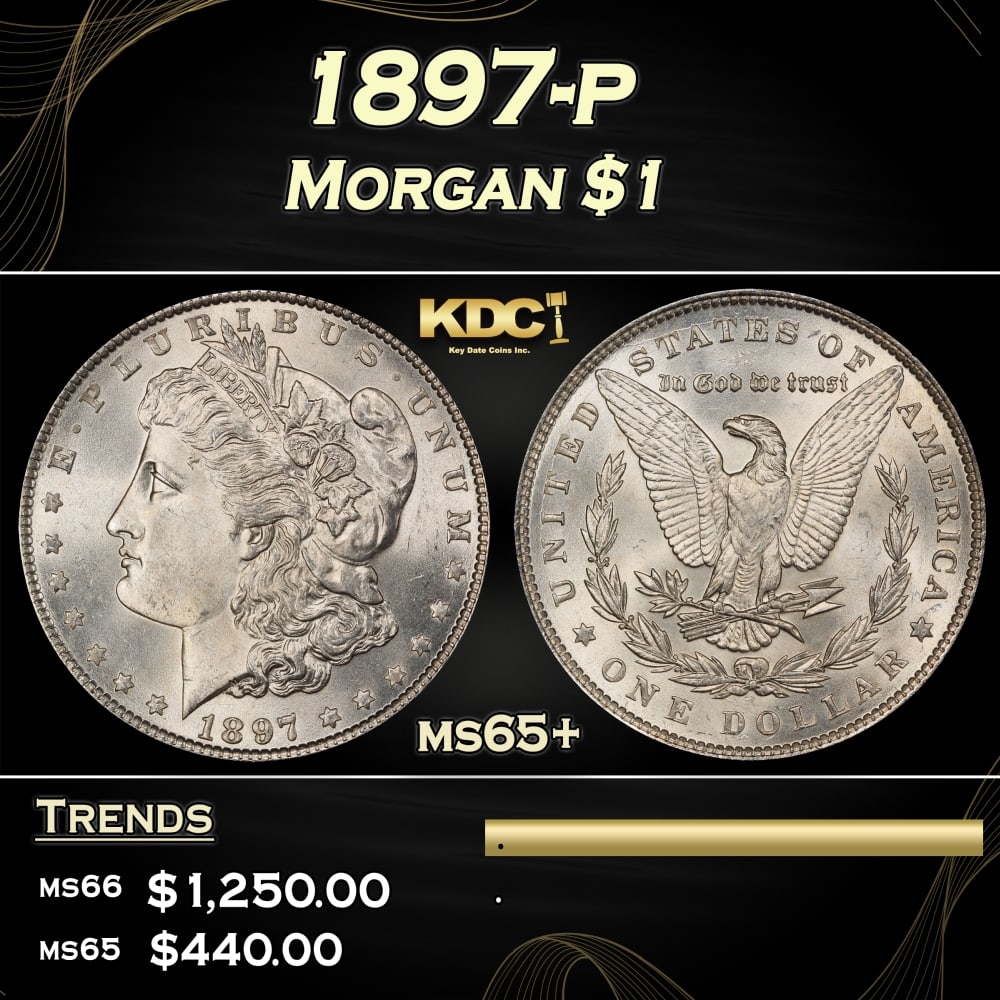 1897-p Morgan Dollar $1 Grades ms65+ (1 of 3)