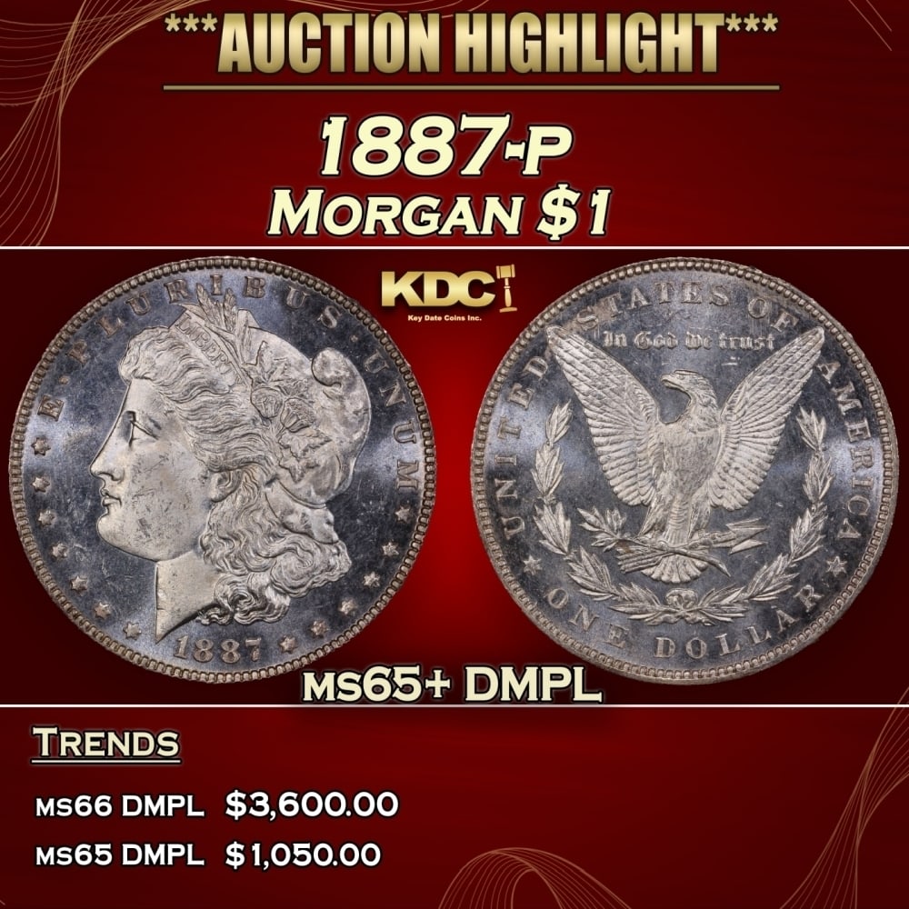 1887-p Morgan Dollar $1 ms65+ DMPL SEGS (1 of 4)