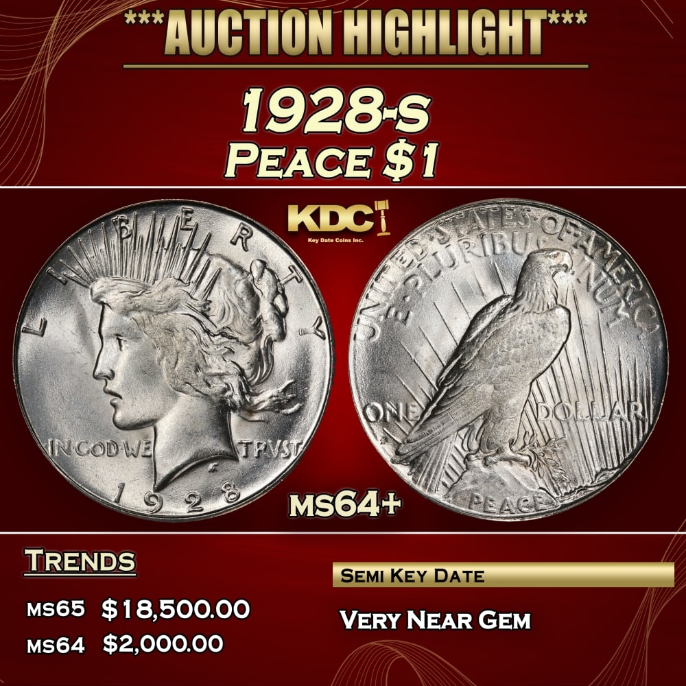 1928-s Peace Dollar $1 ms64+ SEGS (1 of 3)