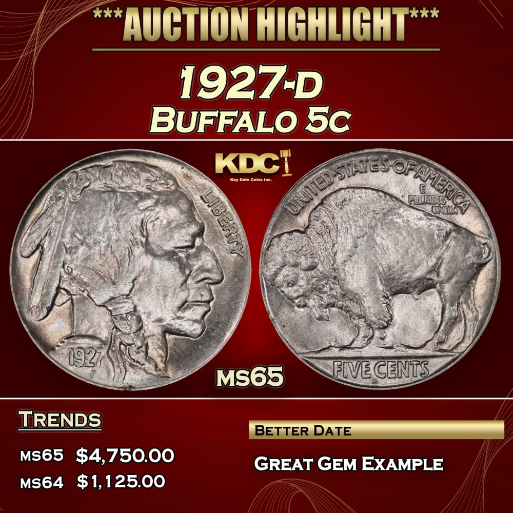 1927-d Buffalo Nickel 5c ms65 SEGS (1 of 3)
