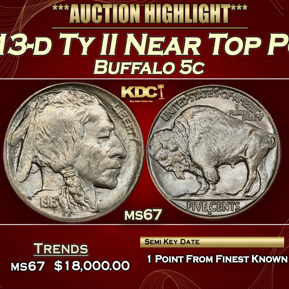 1913-d Ty II Buffalo Nickel Near Top Pop! 5c ms67 SEGS: 1913-d Ty II Near Top Pop! Buffalo Nickel 5c ms67 SEGS. 0