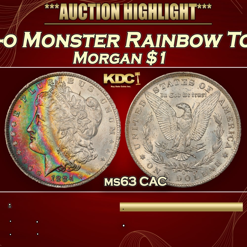 PCGS 1884-o Morgan Dollar Monster Rainbow Toned $1 ms63 CAC PCGS (1 of 4)