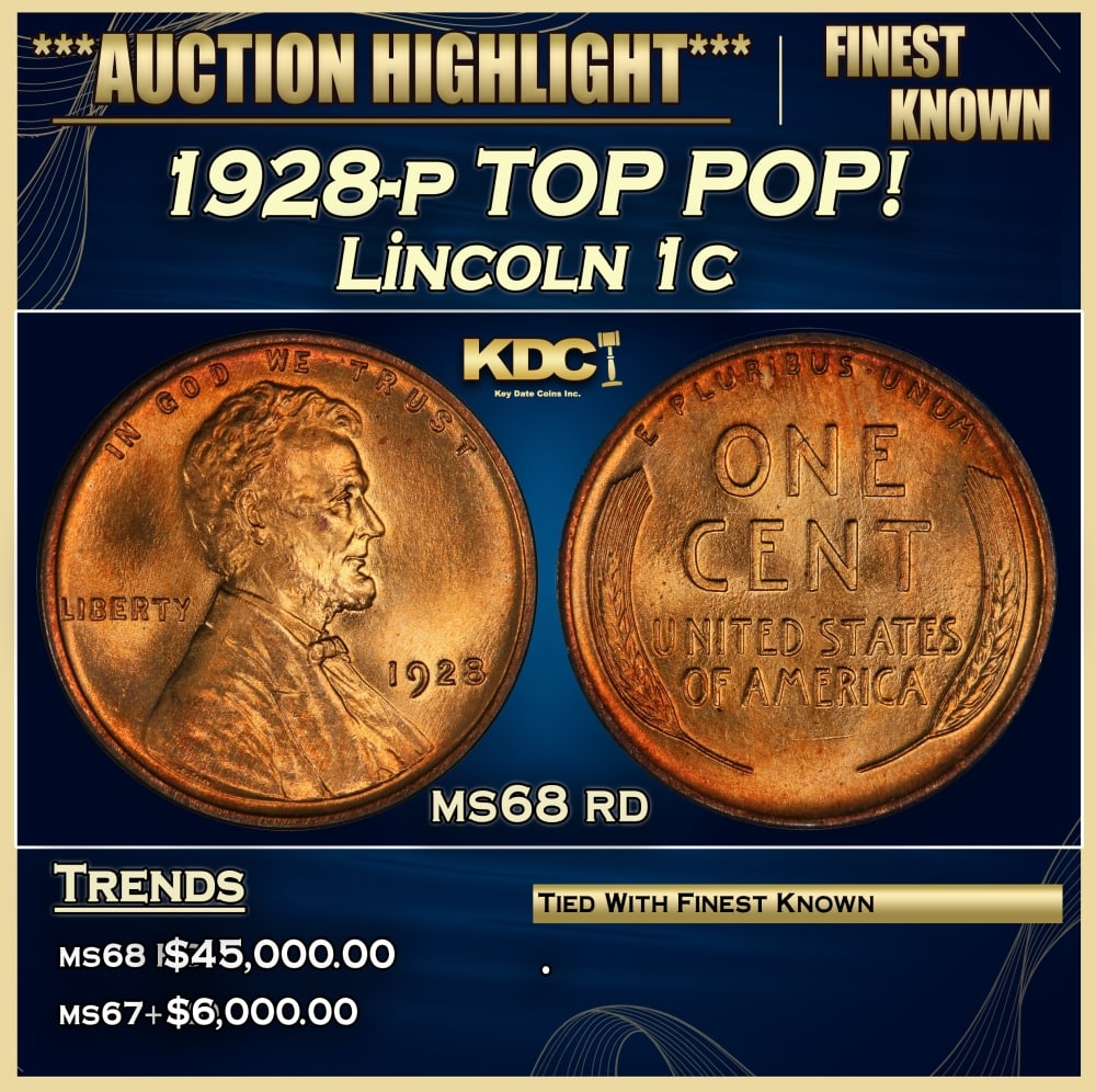 1928-p Lincoln Cent TOP POP! 1c ms68 rd SEGS (1 of 3)