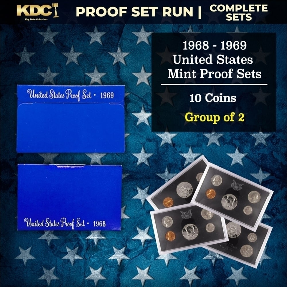 Group of 2 United States Mint Proof Sets 1968-1969 10 coins (1 of 1)