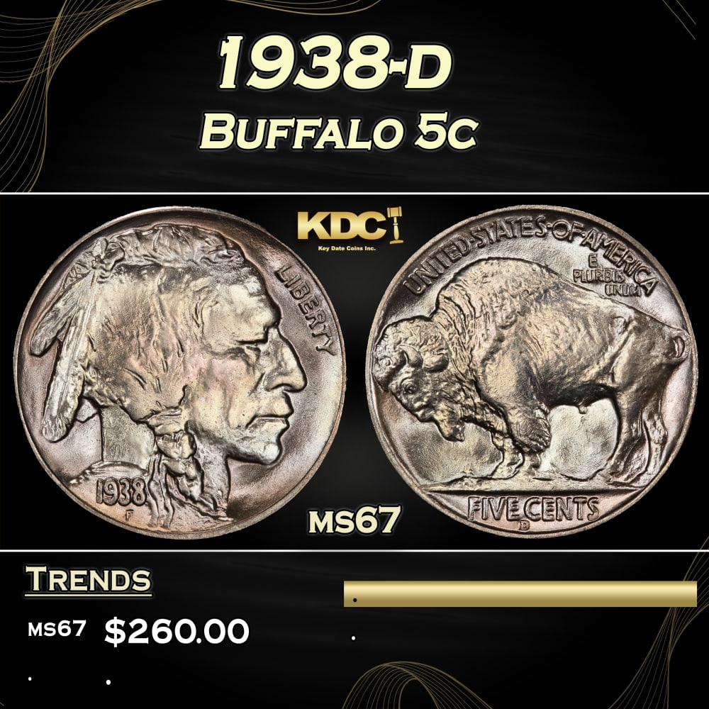 1938-d Buffalo Nickel 5c ms67 SEGS (1 of 3)