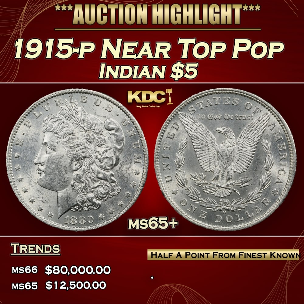 1915-p Gold Indian Half Eagle Near Top Pop $5 ms65+ SEGS (1 of 3)