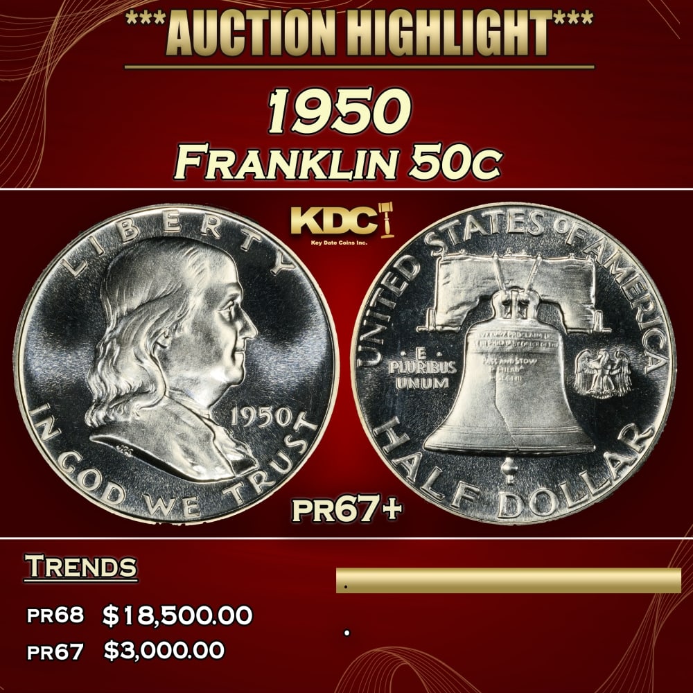 1950 Proof Franklin Half Dollar 50c pr67+ SEGS (1 of 3)