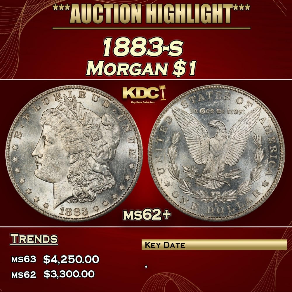 1883-s Morgan Dollar $1 ms62+ USCG (1 of 3)