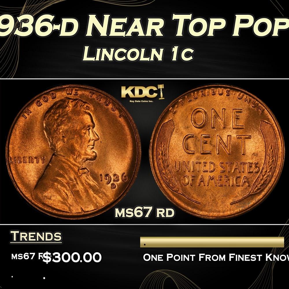 1936-d Lincoln Cent Near Top Pop 1c ms67 rd SEGS (1 of 3)