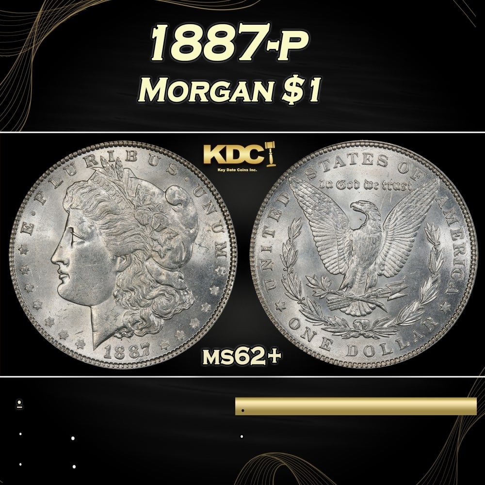 1887-p Morgan Dollar $1 Grades ms62+ (1 of 3)
