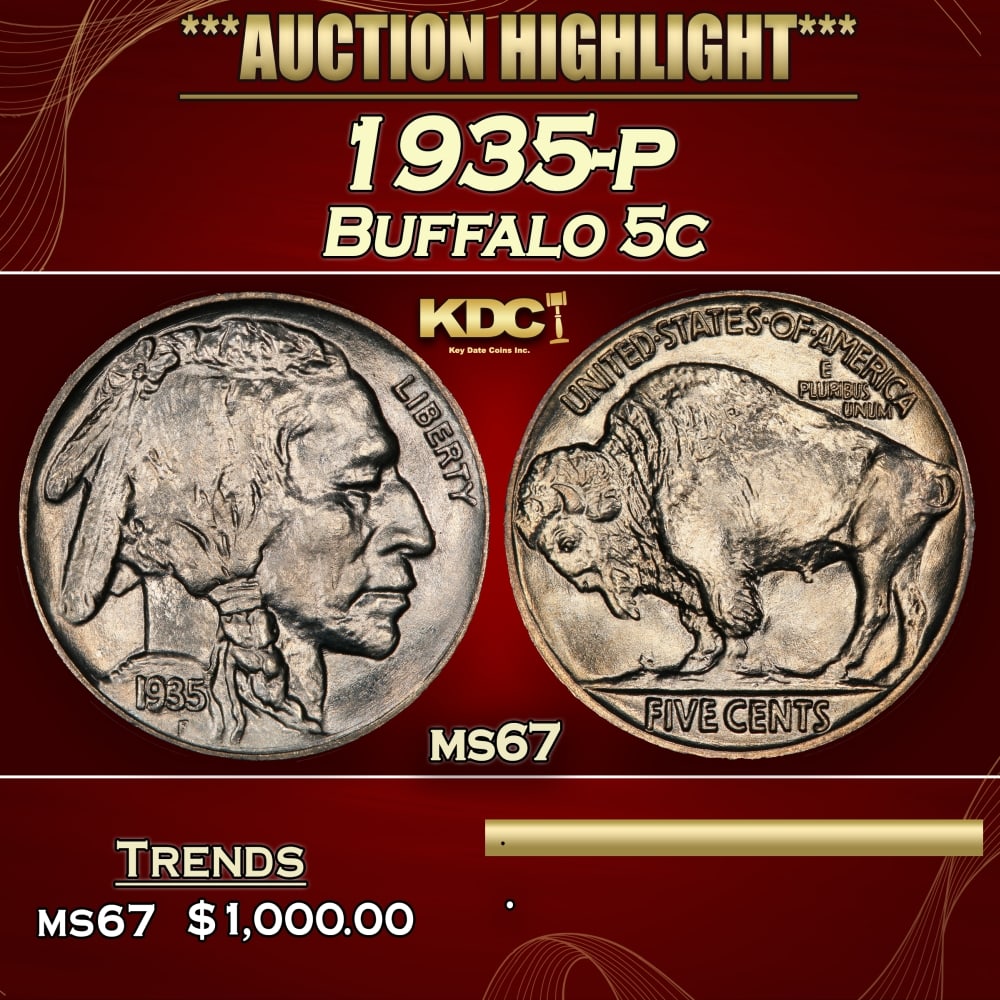 1935-p Buffalo Nickel 5c ms67 SEGS (1 of 3)