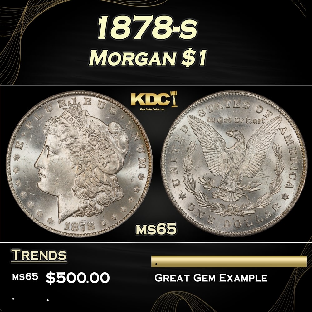 1878-s Morgan Dollar $1 Grades ms65 (1 of 3)